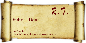 Rohr Tibor névjegykártya